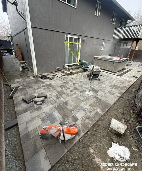 Custom Paver Patio & Pathway with Architectural Landscape Lighting in Marysville 